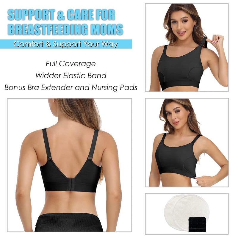 ENSDOAR Hands Free Pumping Bra Hands-Free Breast Pump Bra Nursing Bras for Pumping Adjustable Breast-Pumps Holding and Nursing Bra (Black, Small) - Image 5